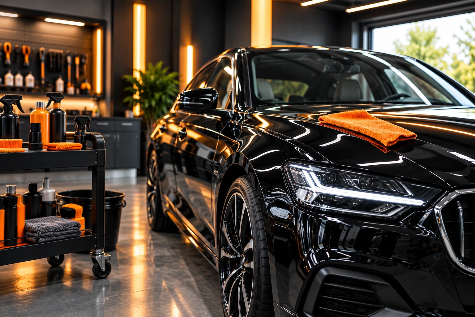 A freshly hand-washed car with water beading on glossy paintwork, Glossy Car Wash Canberra